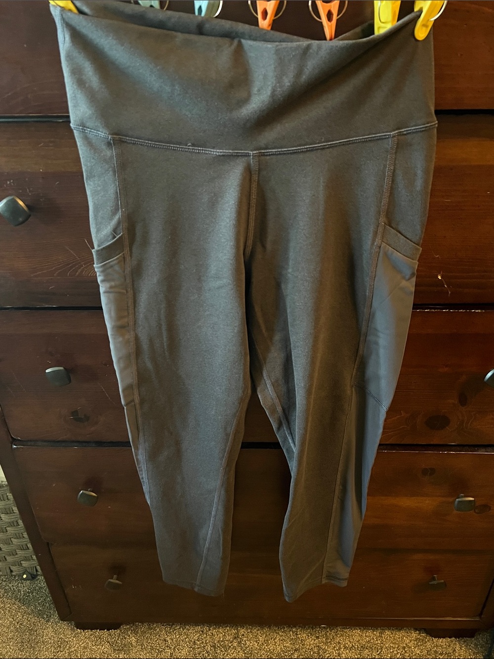 Fabletics Gray High-Rise Capri Leggings with Side Pockets